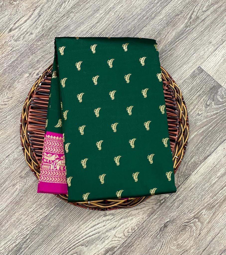Dark Green Kanjivaram Pure Art Silk by Icultuer