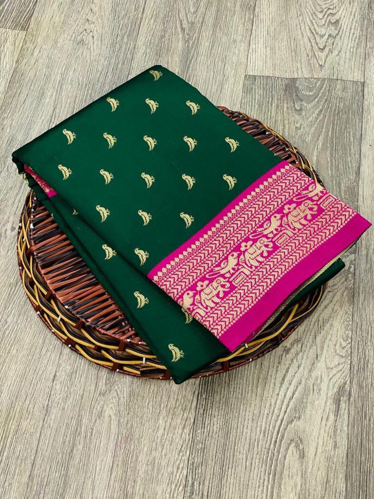 Dark Green Kanjivaram Pure Art Silk by Icultuer