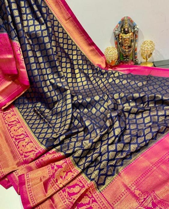 Casual Wear Multicolor Lichi Soft Silk Banarasi by Icultuer
