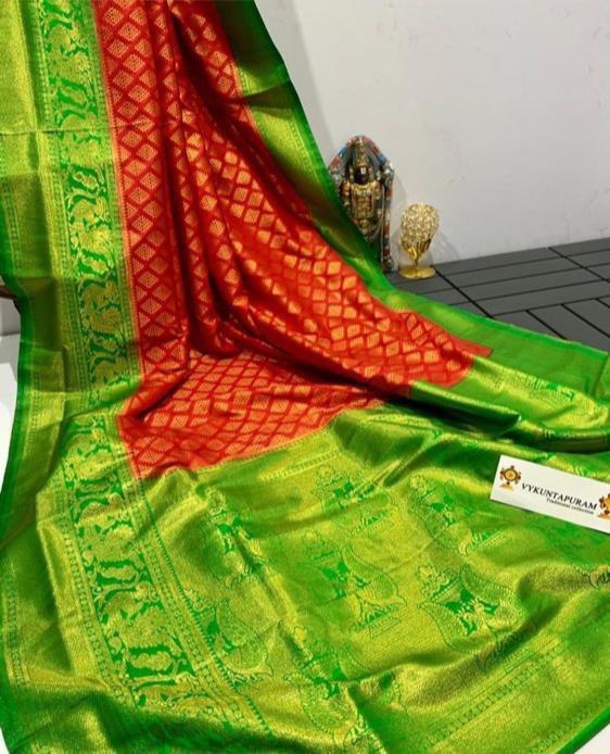 Casual Wear Multicolor Lichi Soft Silk Banarasi by Icultuer