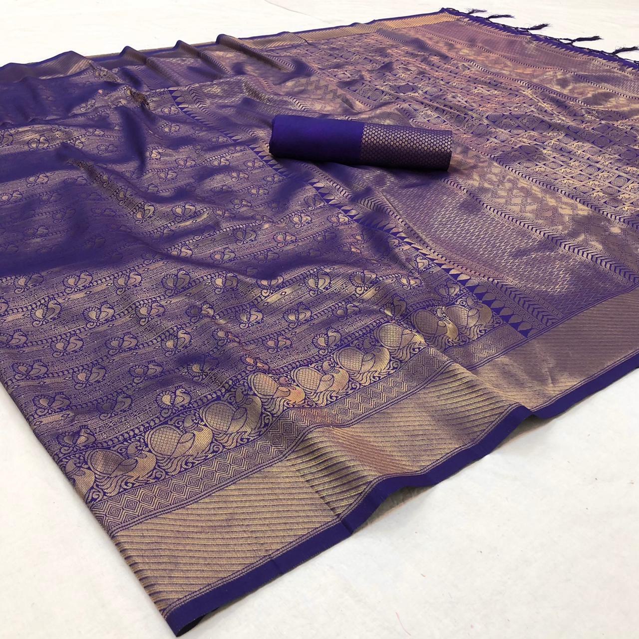 Zari Weaving Pure Silk by Icultuer with Attractive tassels