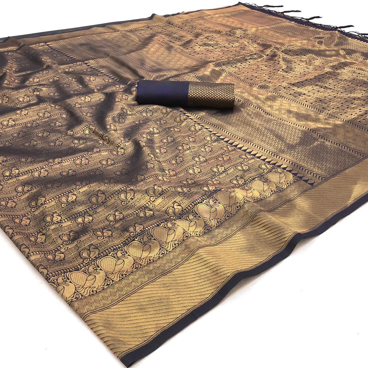 Zari Weaving Pure Silk by Icultuer with Attractive tassels
