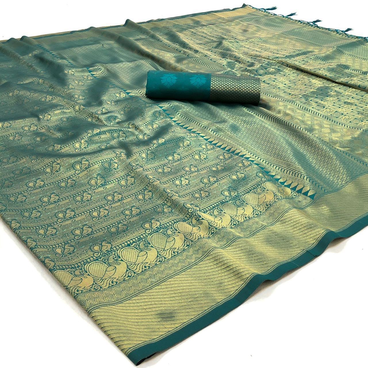 Zari Weaving Pure Silk by Icultuer with Attractive tassels