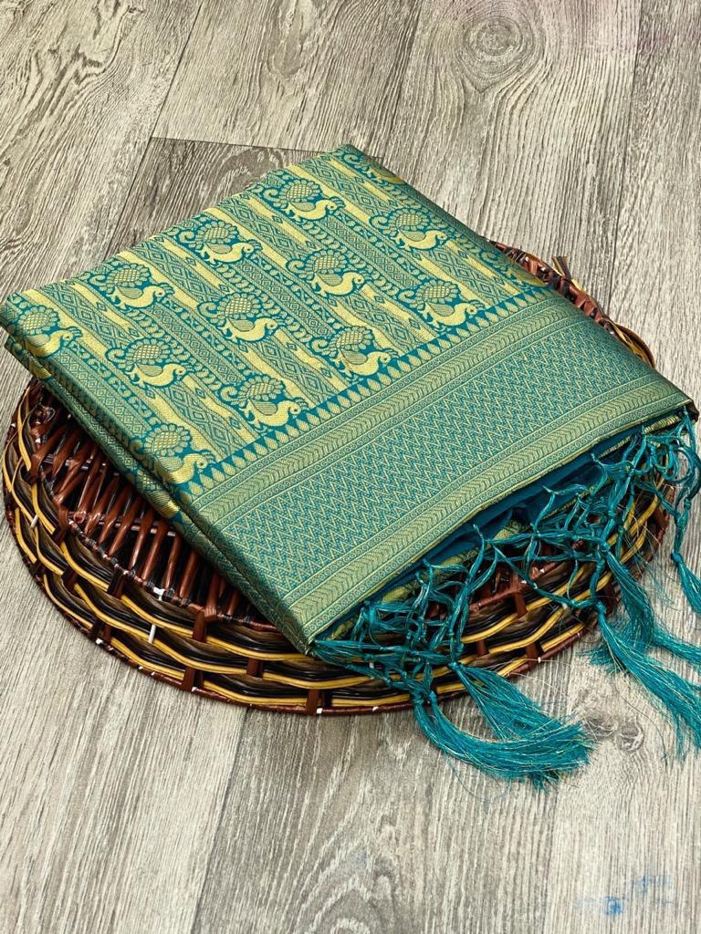 Zari Weaving Pure Silk by Icultuer with Attractive tassels