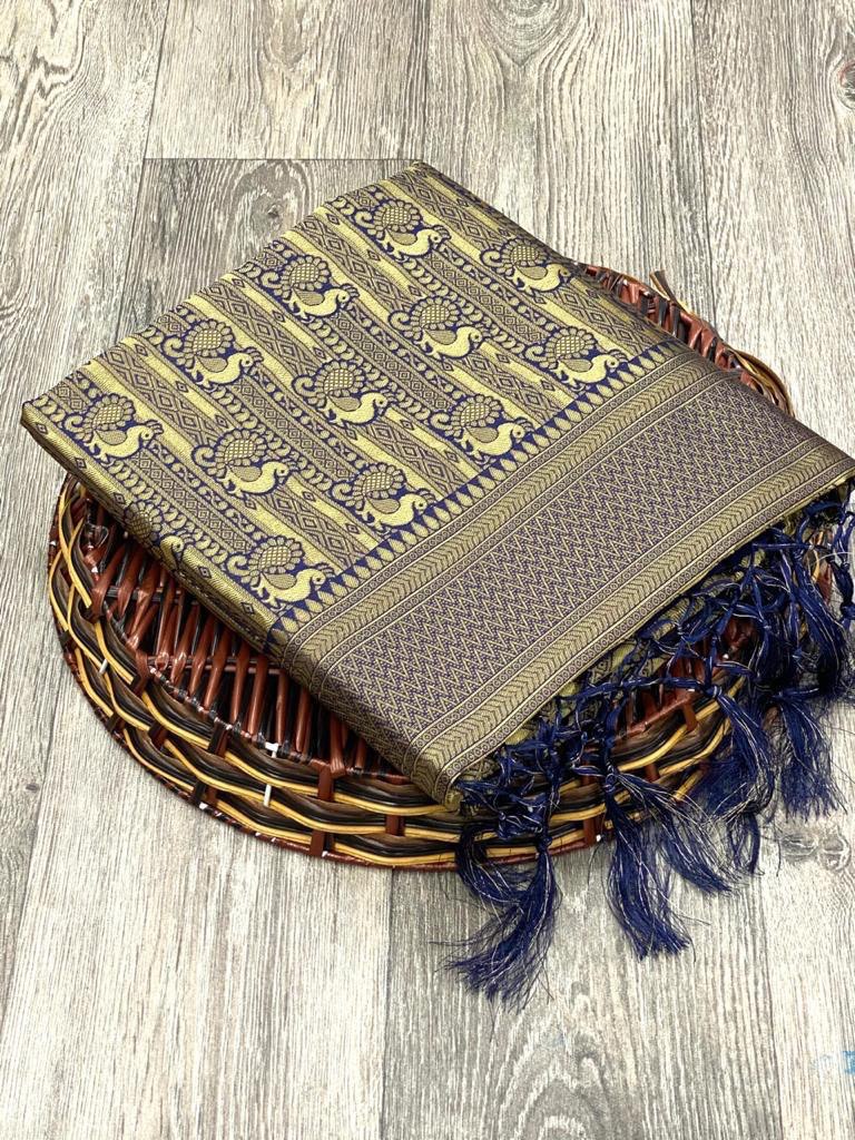 Zari Weaving Pure Silk by Icultuer with Attractive tassels