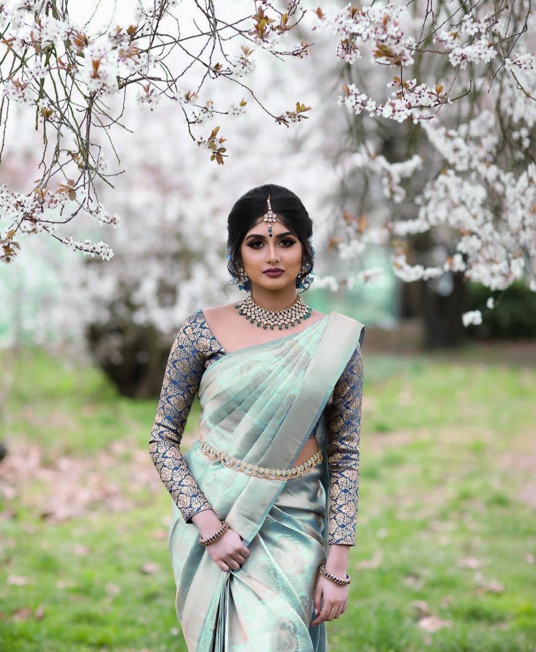 Kanchi Pattu Kanchipuram Silk by Icultuer With Blouse