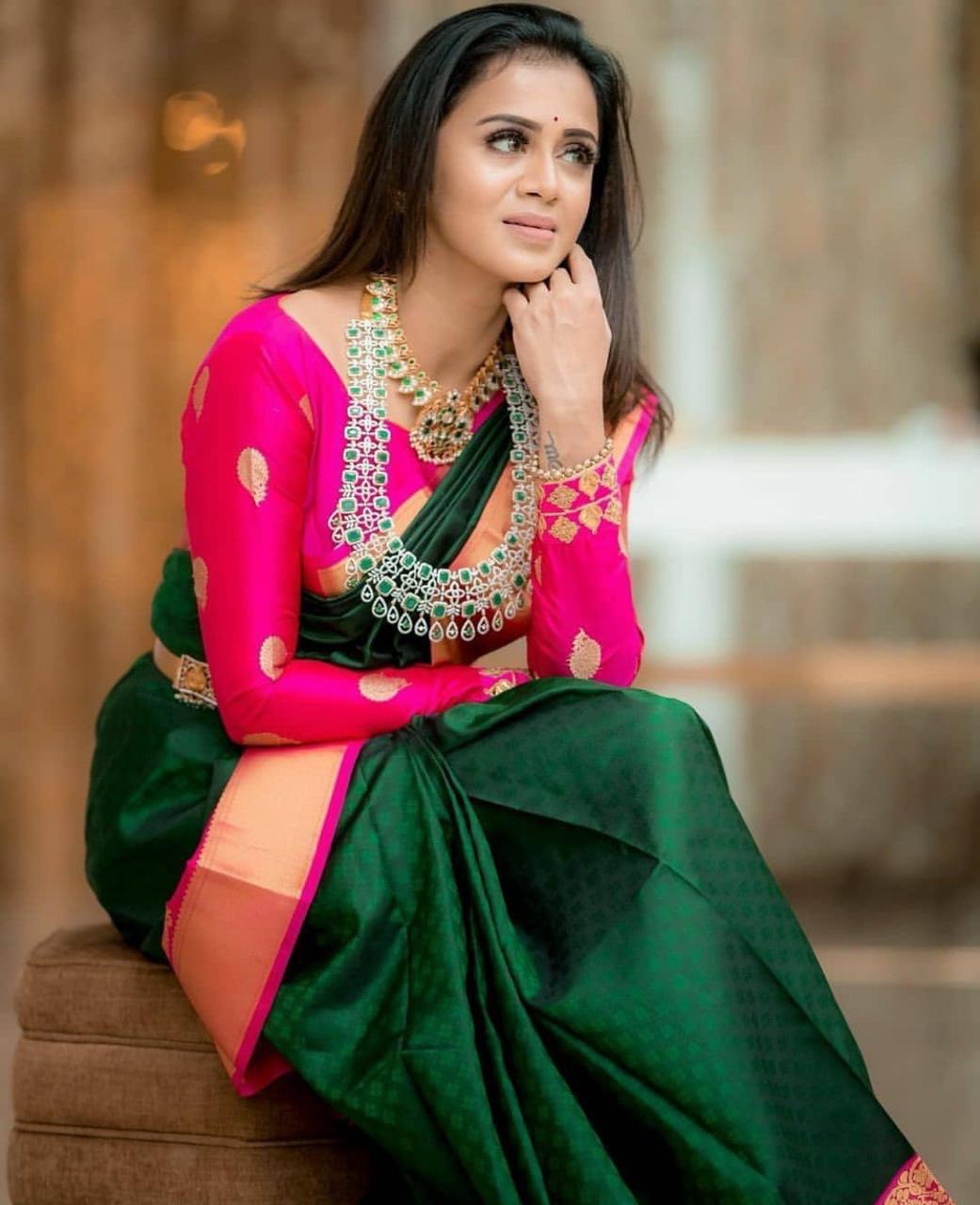 Kanchipuram Soft Lichi Silk by Icultuer with Jacquard Border