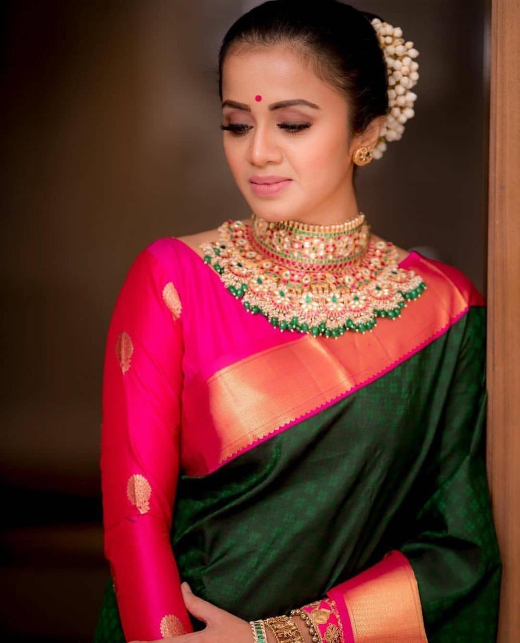 Kanchipuram Soft Lichi Silk by Icultuer with Jacquard Border