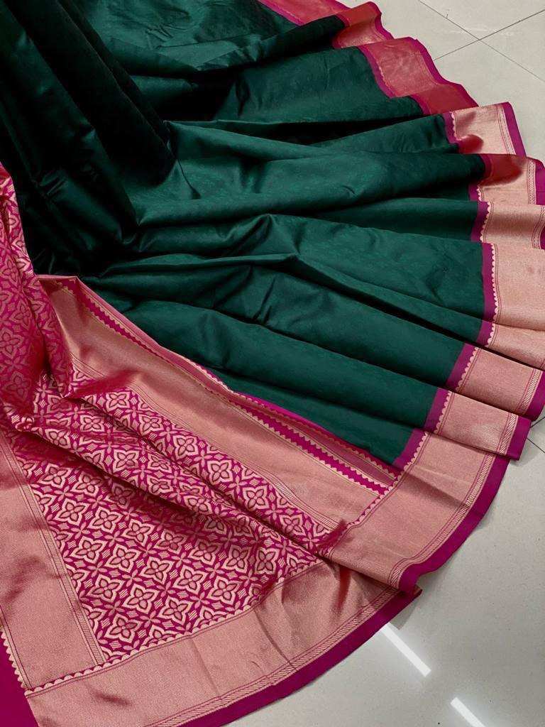Kanchipuram Soft Lichi Silk by Icultuer with Jacquard Border