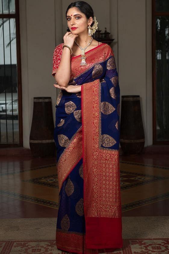 Blue Color Soft Silk Kanchipuram by Icultuer for Wedding