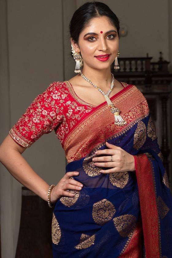 Blue Color Soft Silk Kanchipuram by Icultuer for Wedding