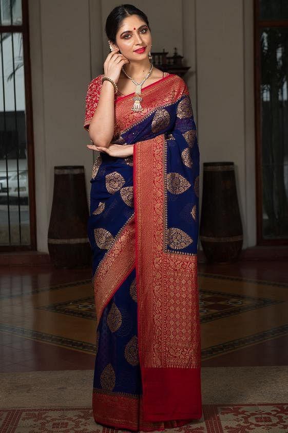 Blue Color Soft Silk Kanchipuram by Icultuer for Wedding