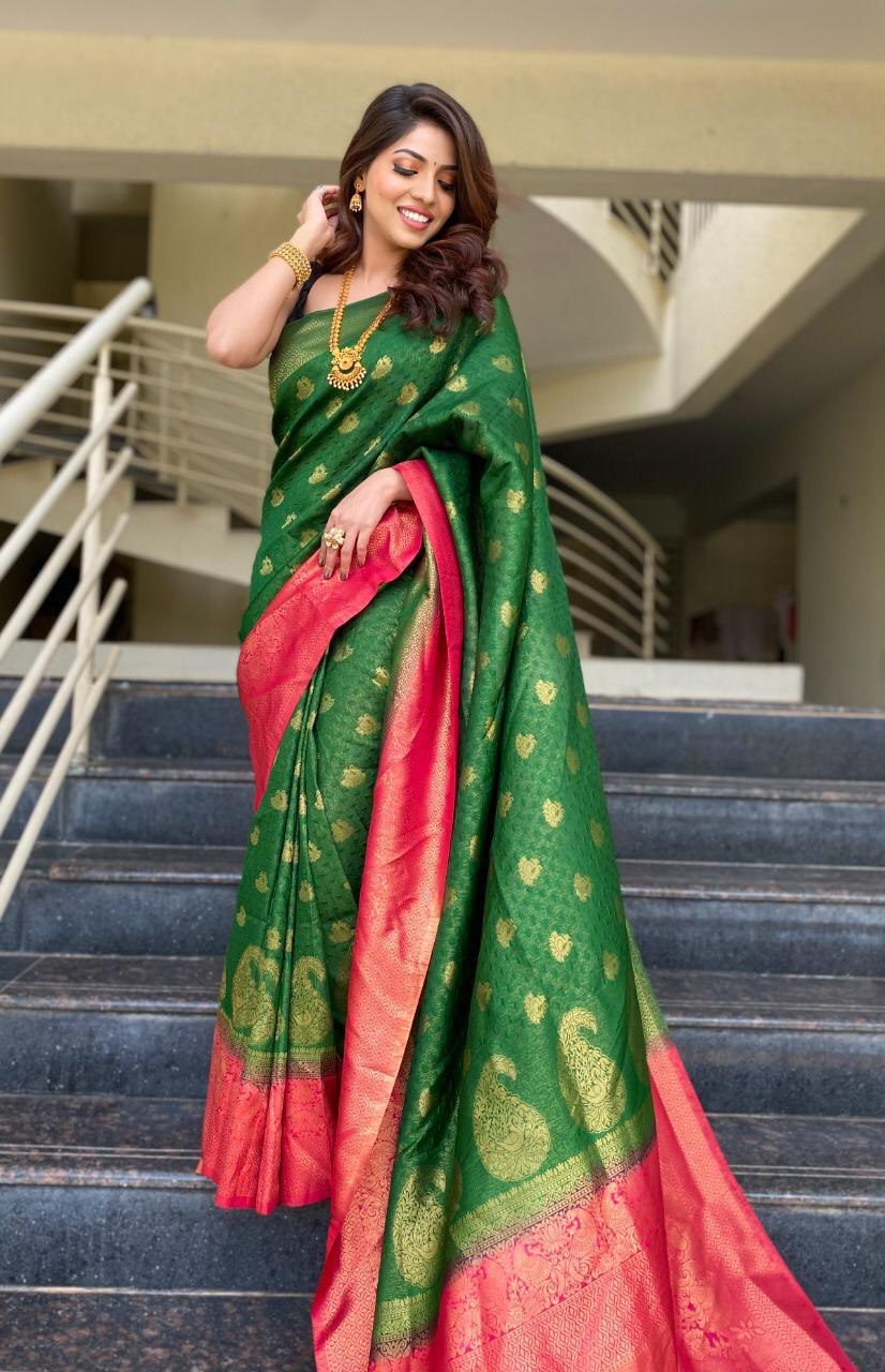 Mendi Color Zari Weaving Designer Pure Silk by Icultuer