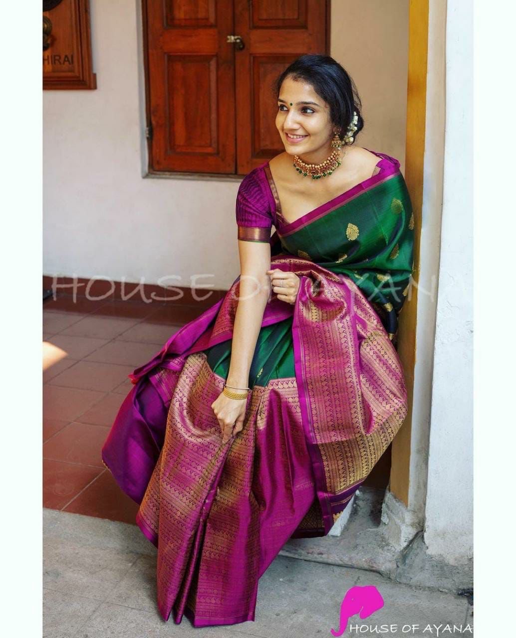 Festive Wear Golden Zari Weaving Soft Silk Jacquard by Icultuer