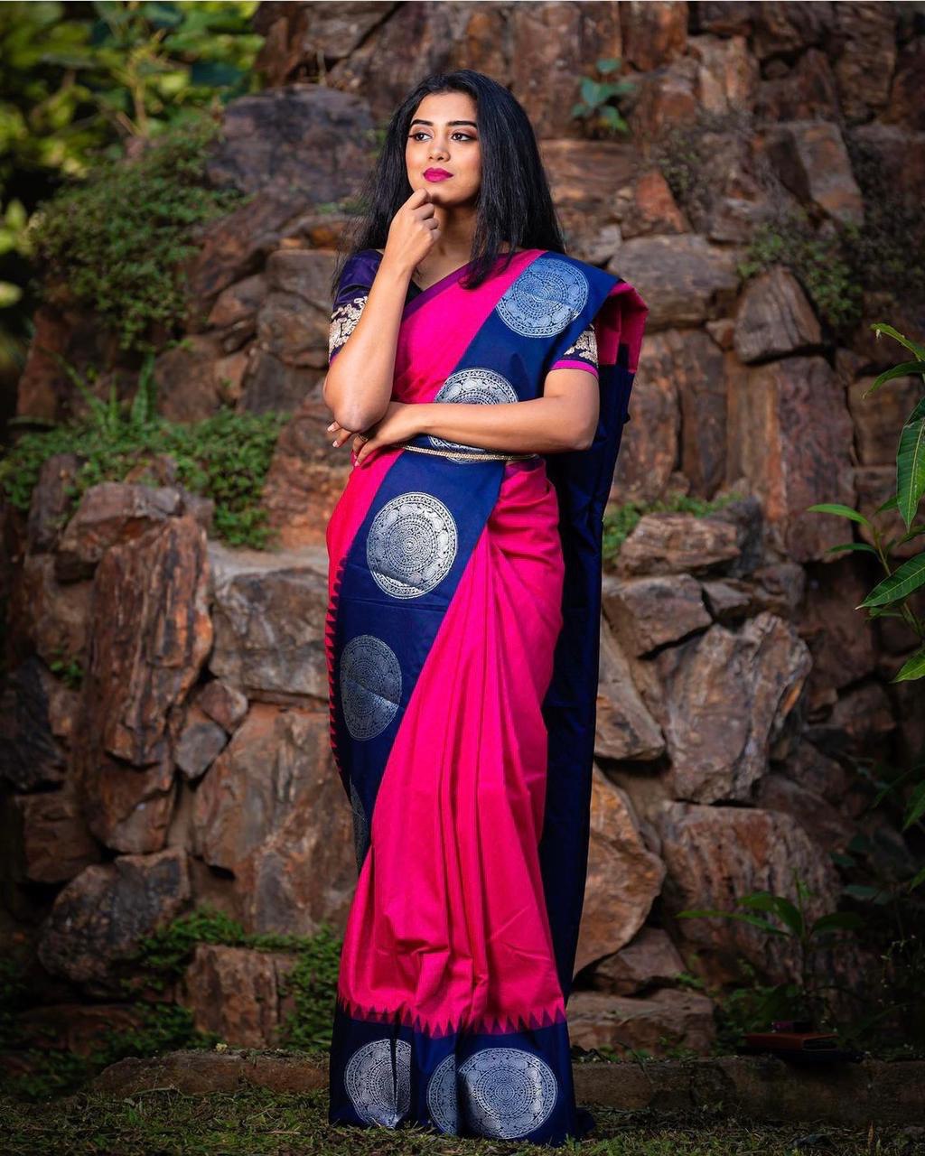 Pink Zari Woven Kanjivaram Pure Art Silk by Icultuer