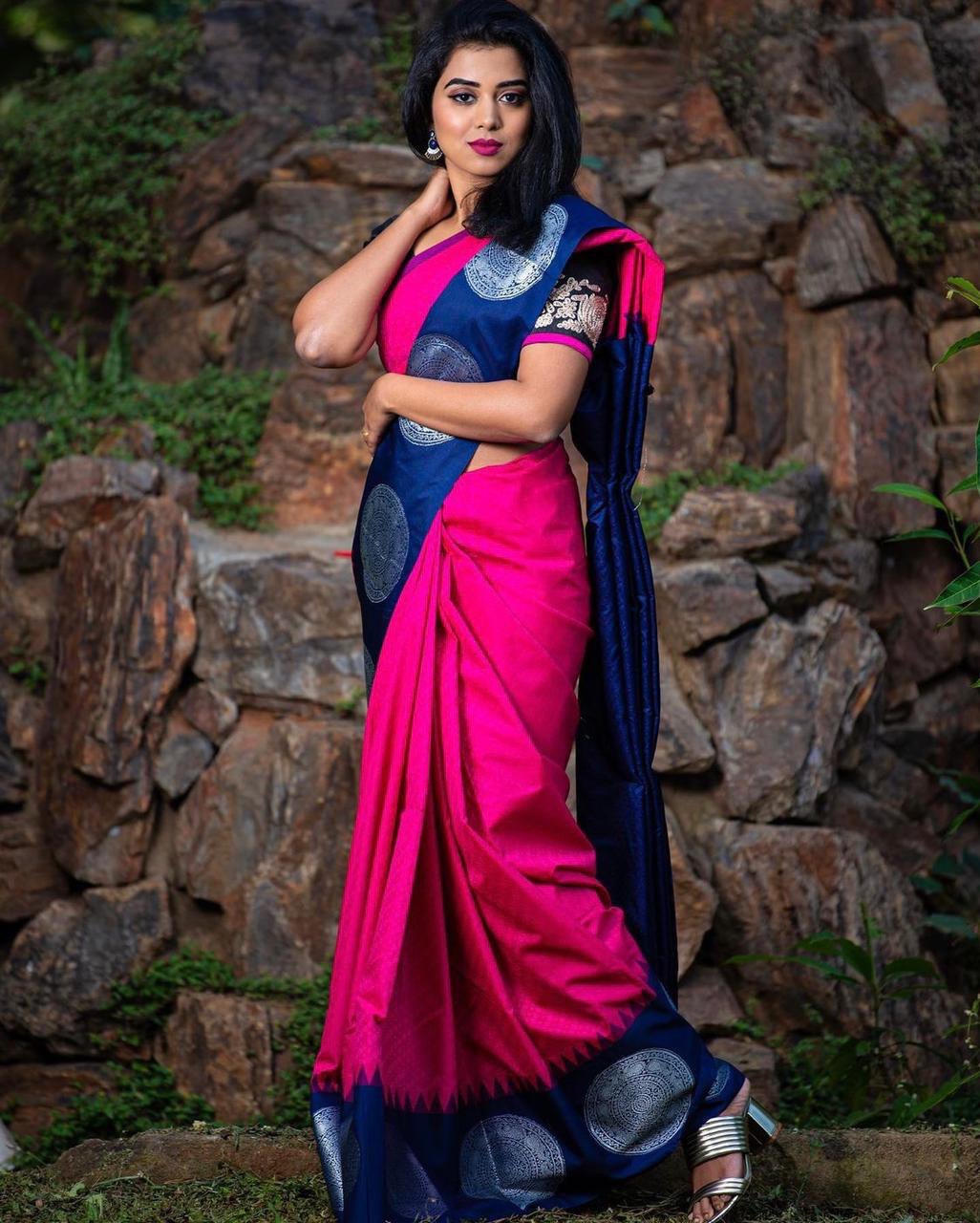 Pink Zari Woven Kanjivaram Pure Art Silk by Icultuer