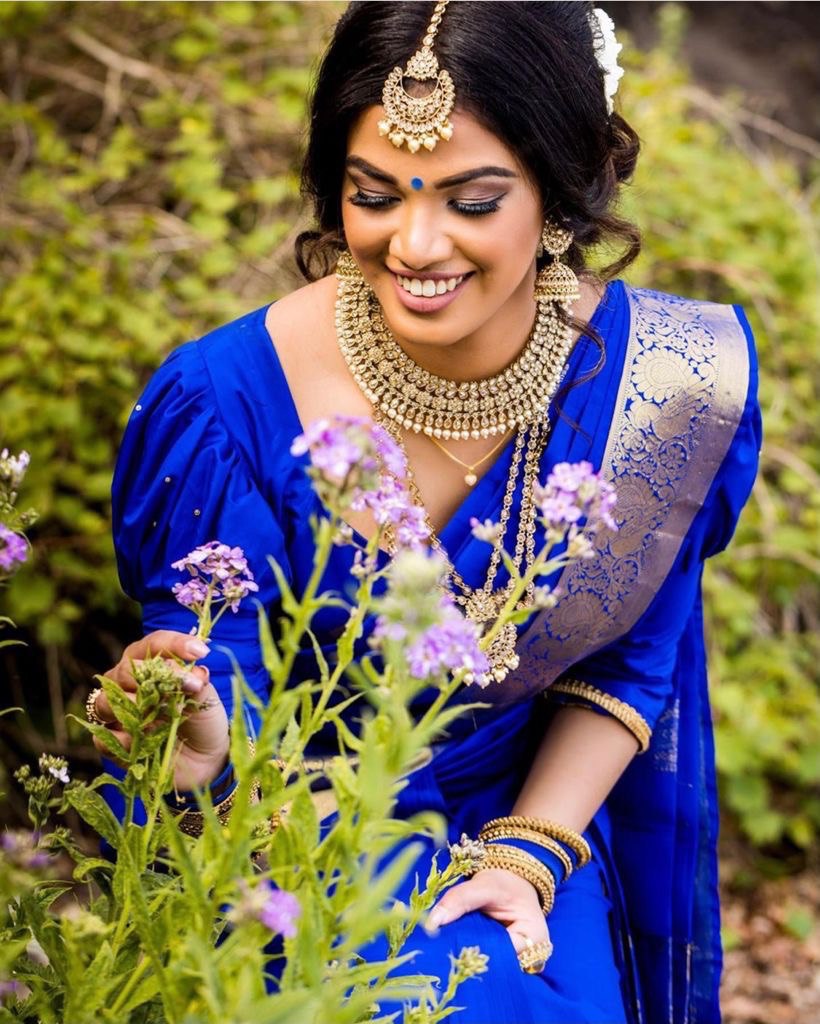 Blue Zari Woven Kanjivaram Silk Blend by Icultuer