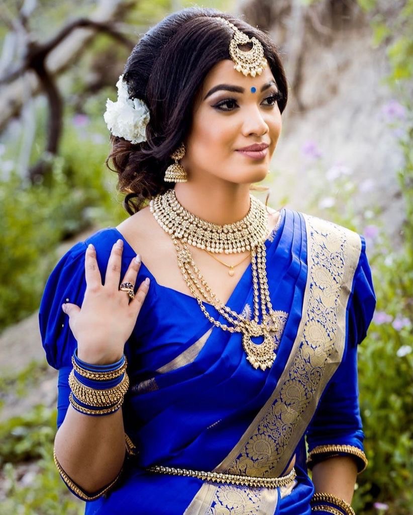 Blue Zari Woven Kanjivaram Silk Blend by Icultuer