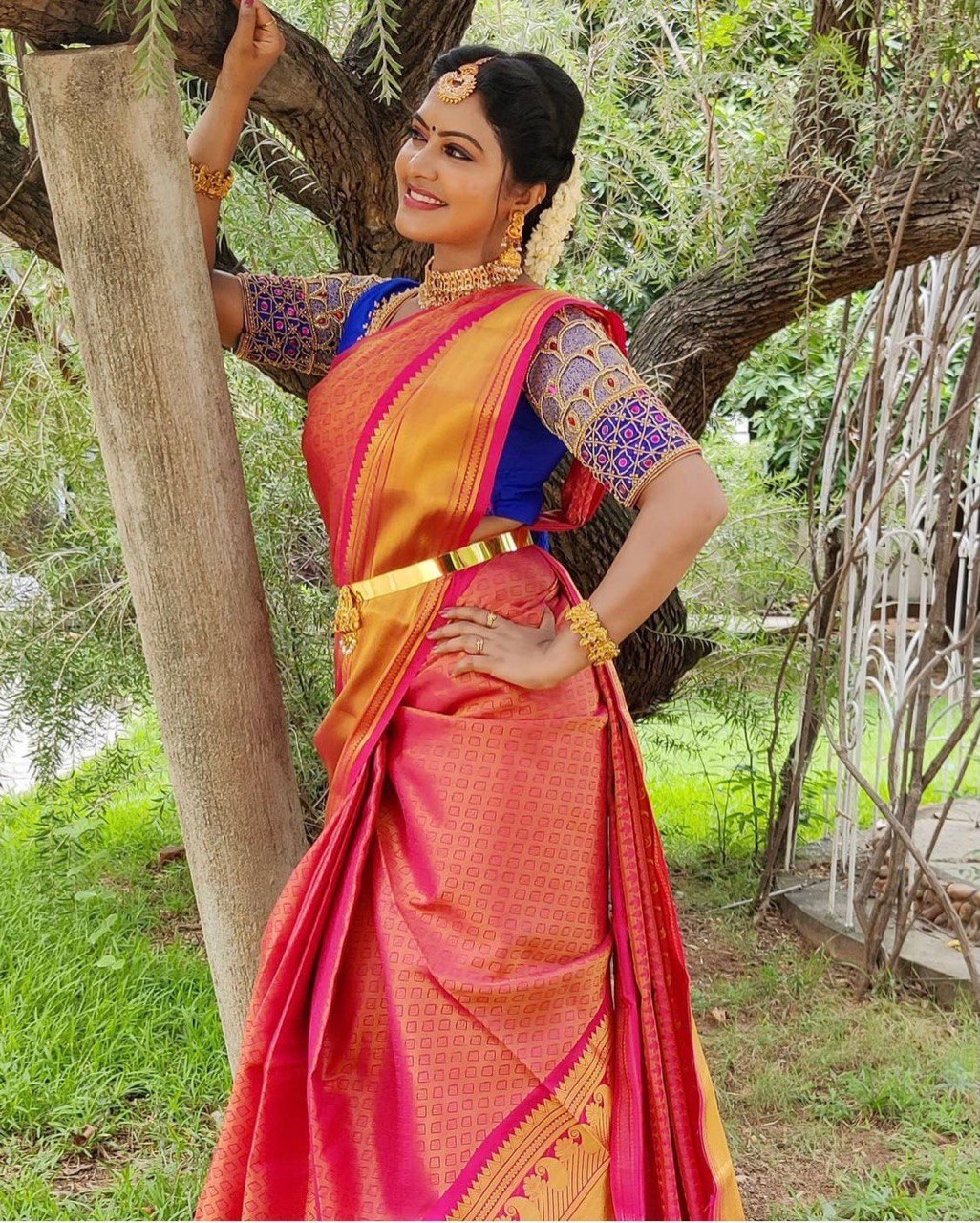 Kanchipuram Banarasi by Icultuer with Golden Weaving Zari Thread Borders
