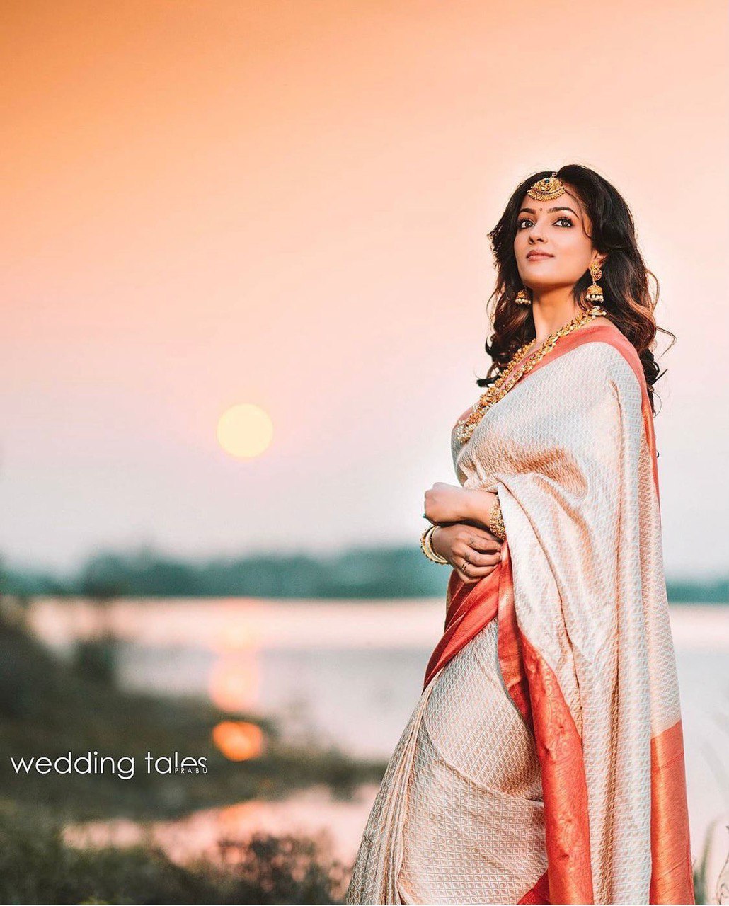 White Kanchipuram Lichi Silk Banarasi by Icultuer with Blouse