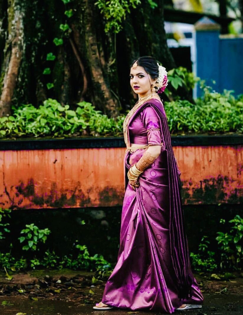 Purple Woven Design Banarasi Soft Silk by Icultuer