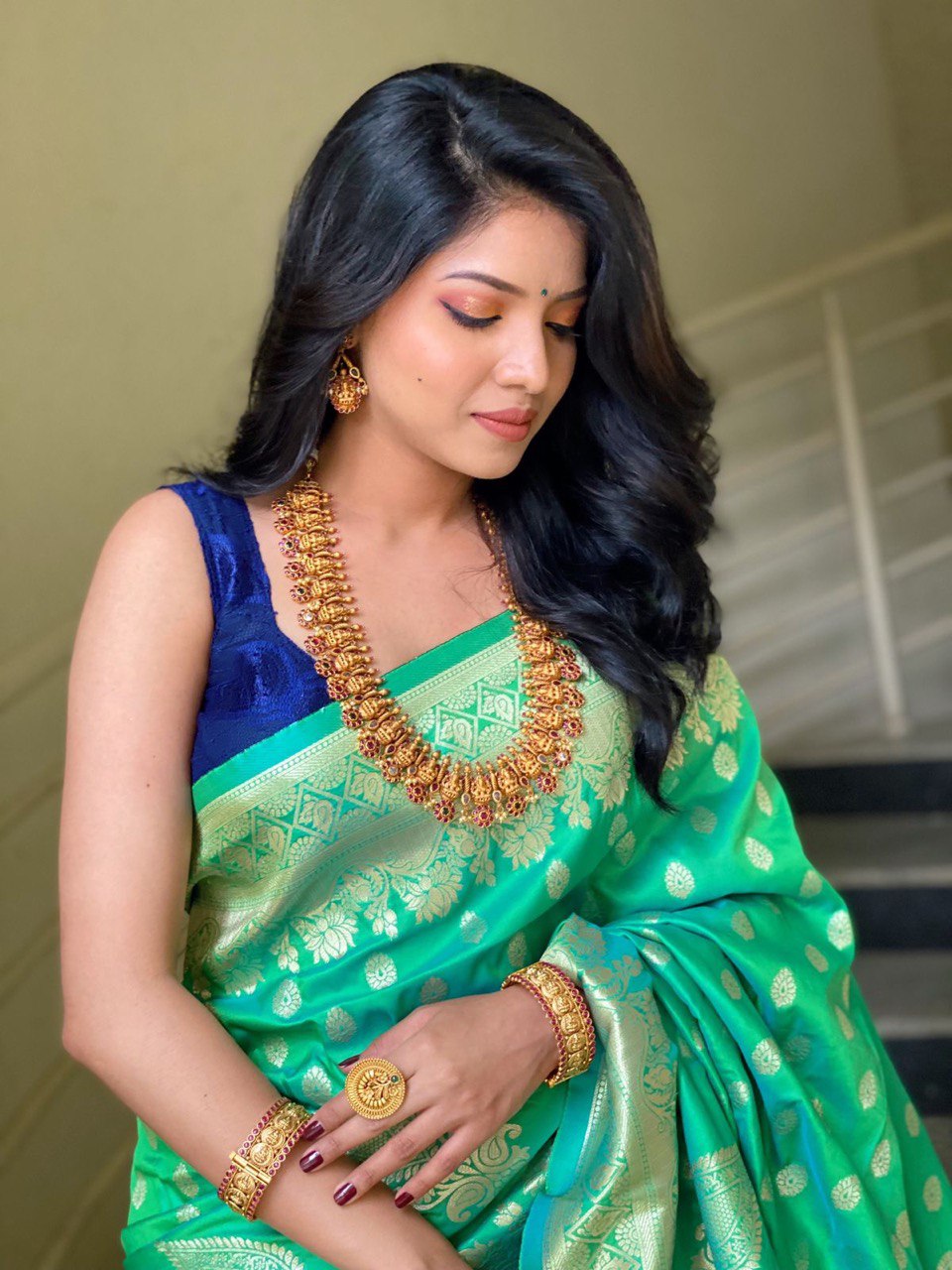 Green Jacquard Design Banarasi Soft Silk by Icultuer
