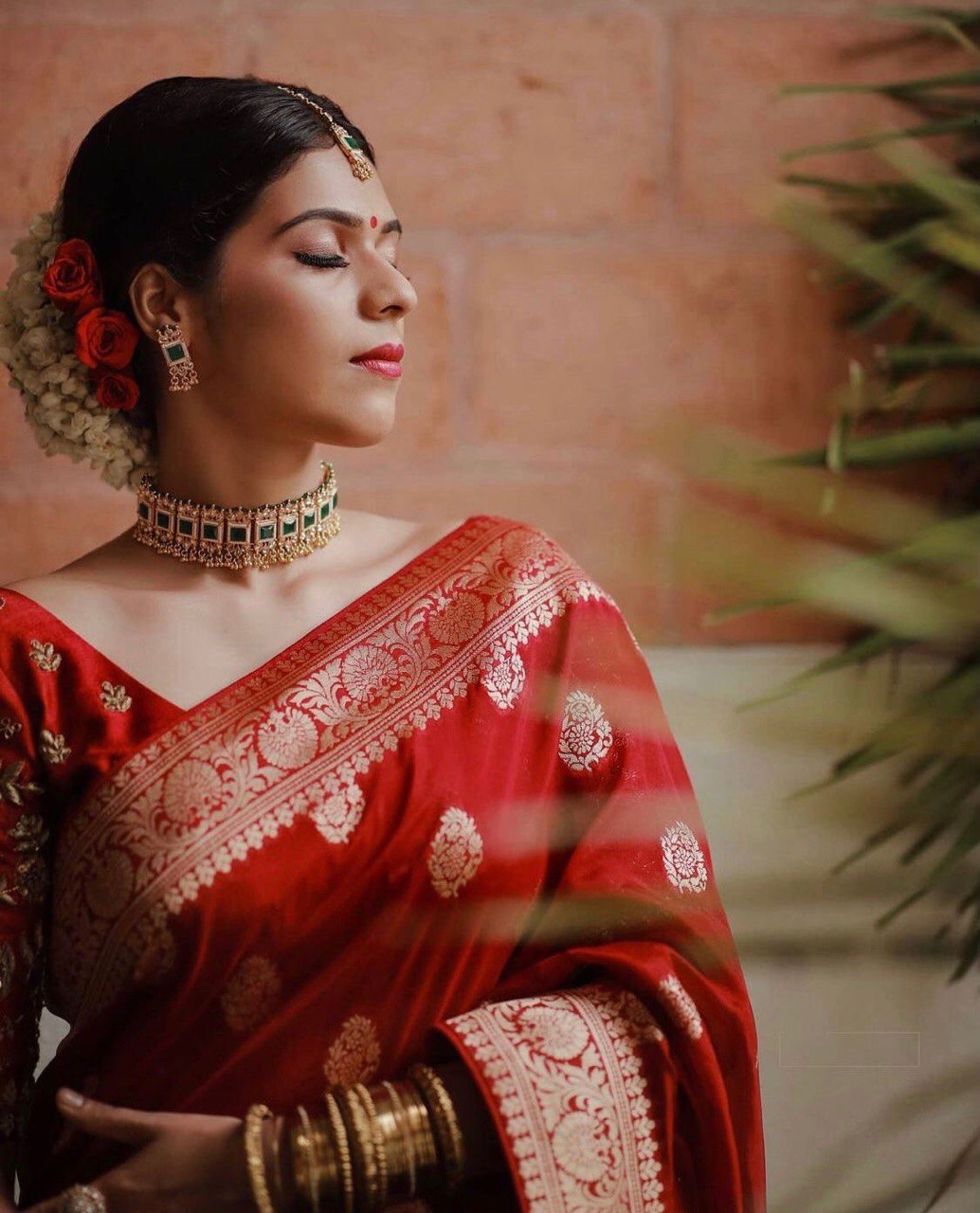 Red Zari Weaving Pure Soft Silk Fancy jacquard by Icultuer