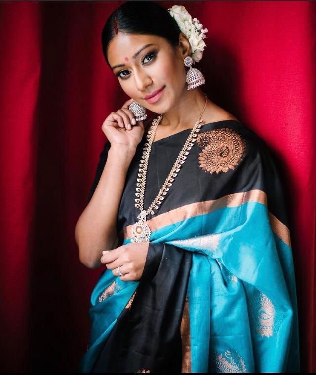 Black & Blue Zari Woven Banarasi Soft Silk by Icultuer