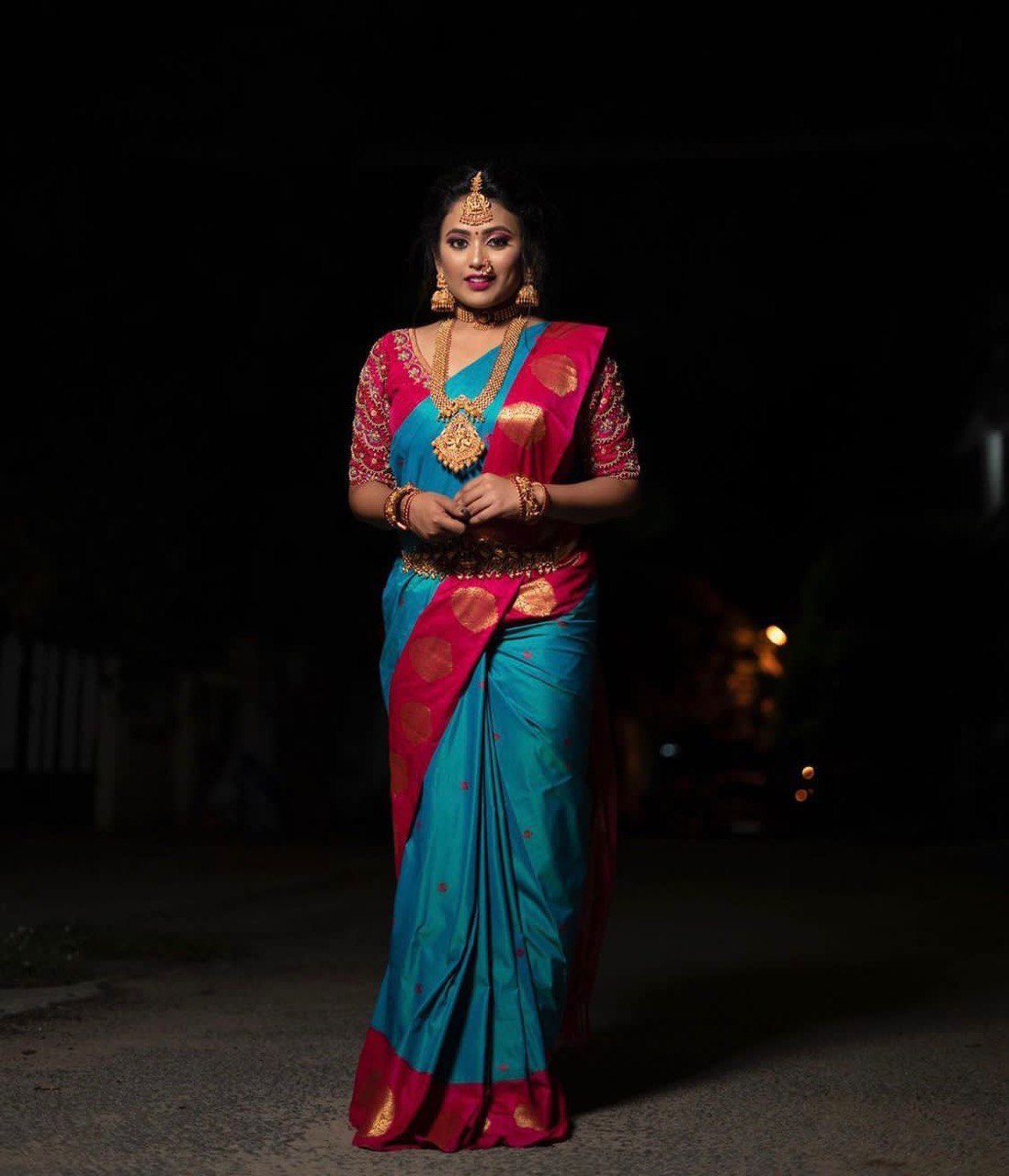 Sky Blue Banarasi Pure Silk by Icultuer with Embroidery Blouse