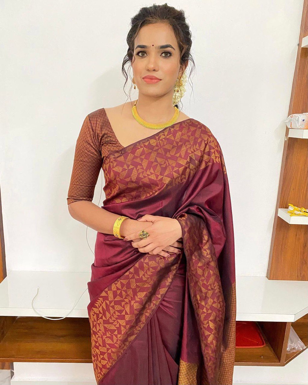 Maroon Beautiful Design Kanchipuram Soft Silk by Icultuer