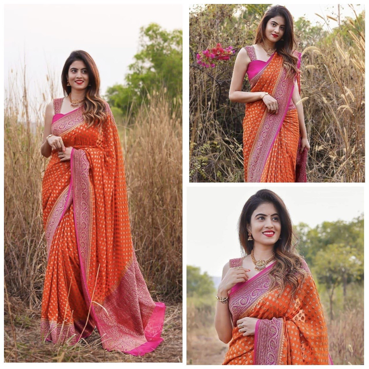 Casual Wear Golden Zari Woven Kanjivaram Soft Silk by Icultuer