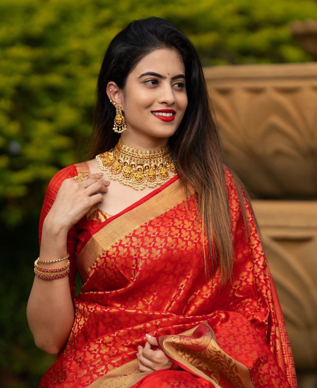 Red Jacquard Pattern Banarasi Soft Silk Cotton by Icultuer