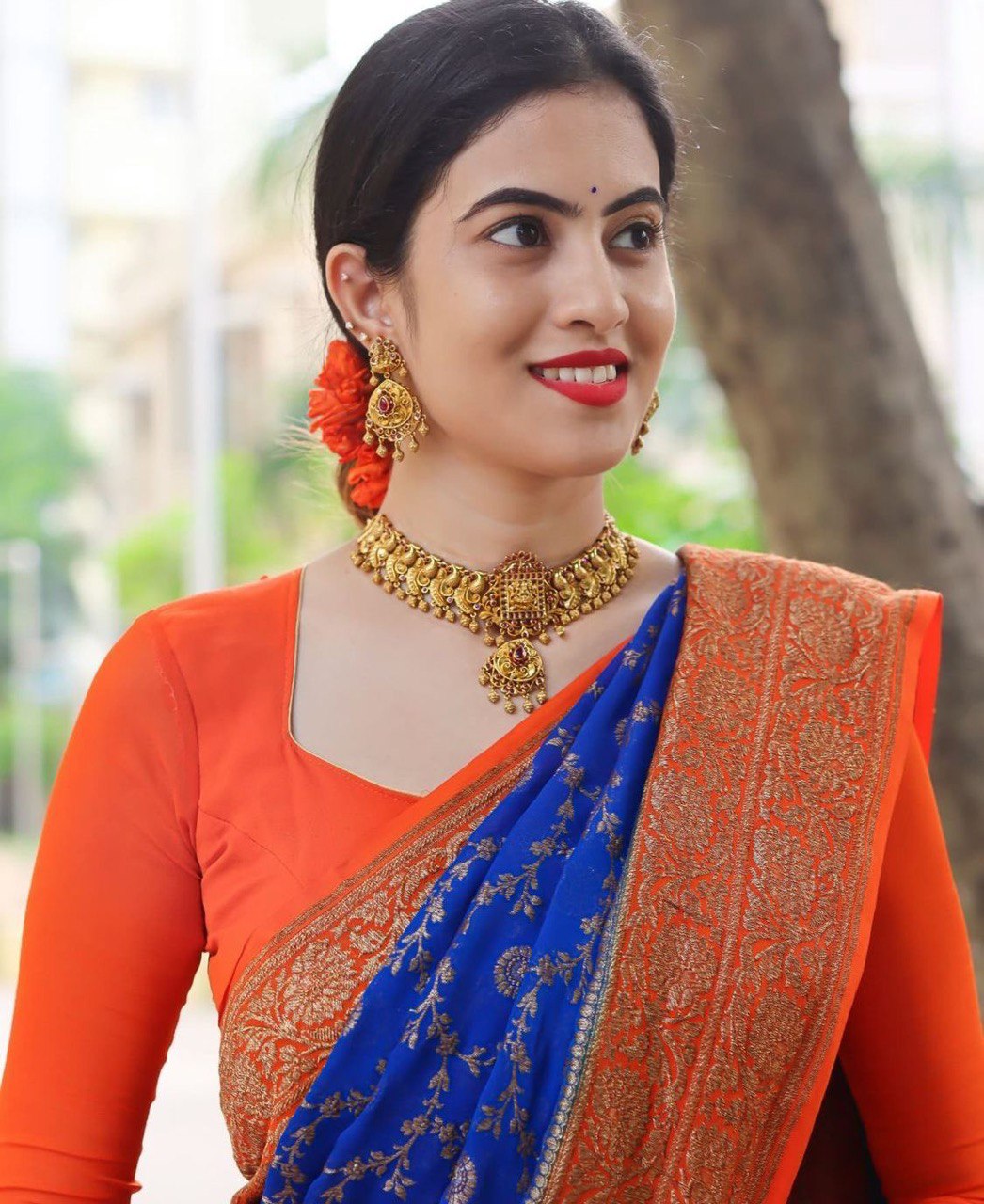 Royal Blue Woven Design Banarasi Cotton Silk by Icultuer