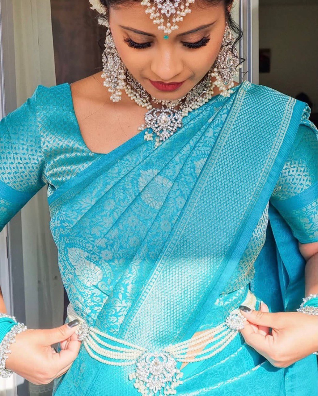 Blue Kanjivaram Pure Silk by Icultuer for Wedding