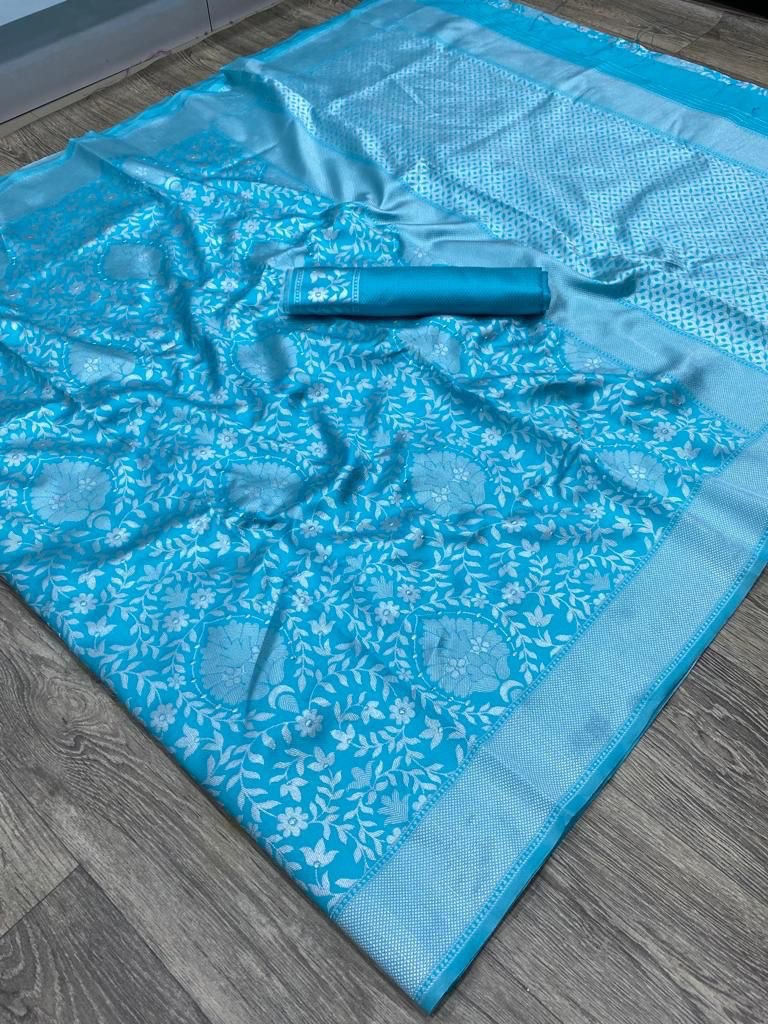 Blue Kanjivaram Pure Silk by Icultuer for Wedding