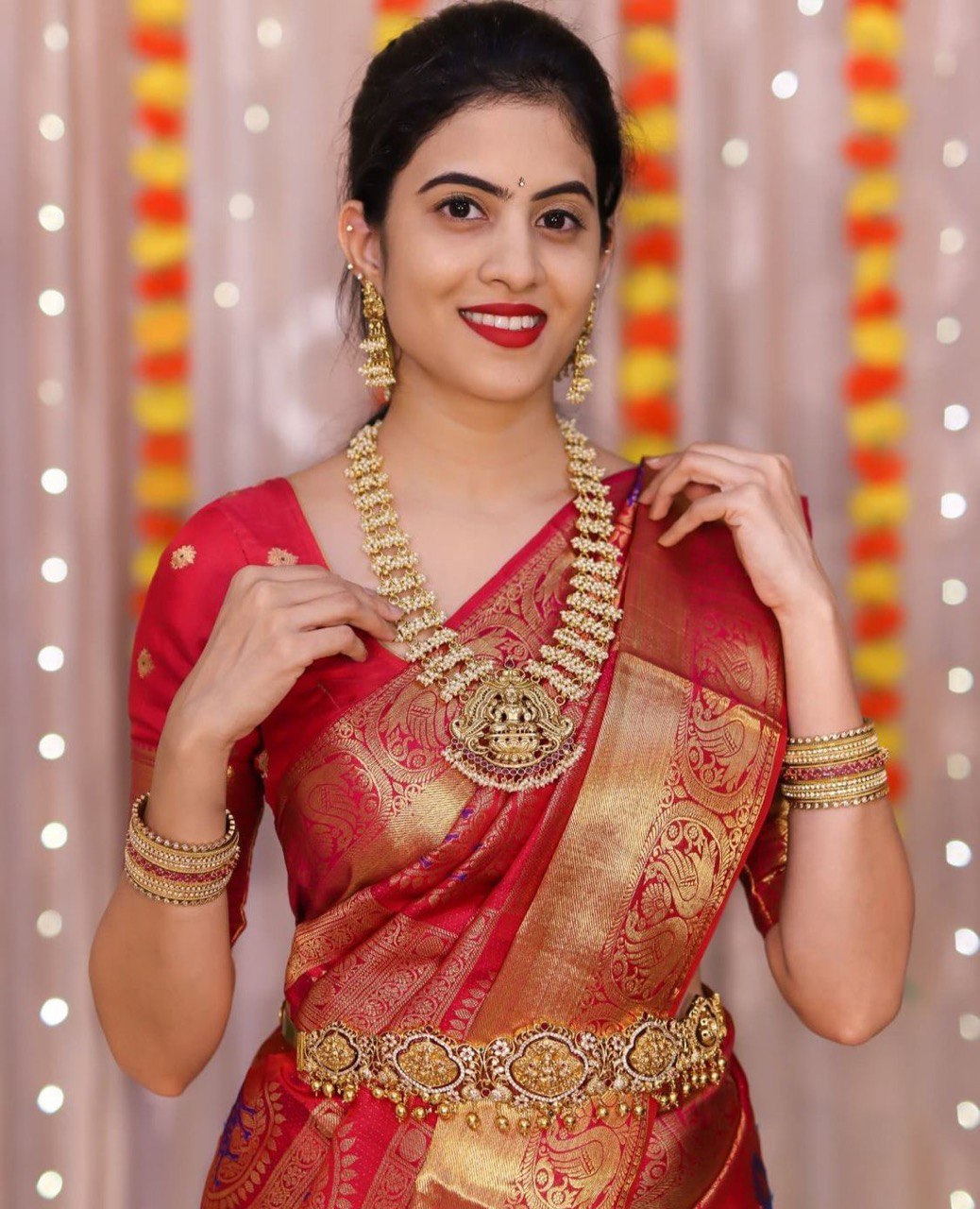 Red Designer Zari Woven Soft Silk Banarasi by Icultuer