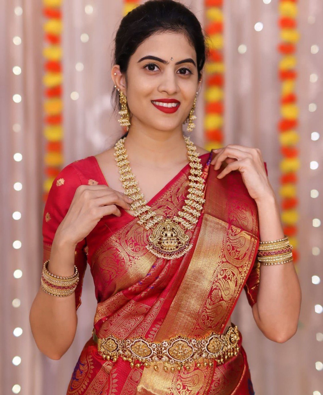 Red Designer Zari Woven Soft Silk Banarasi by Icultuer