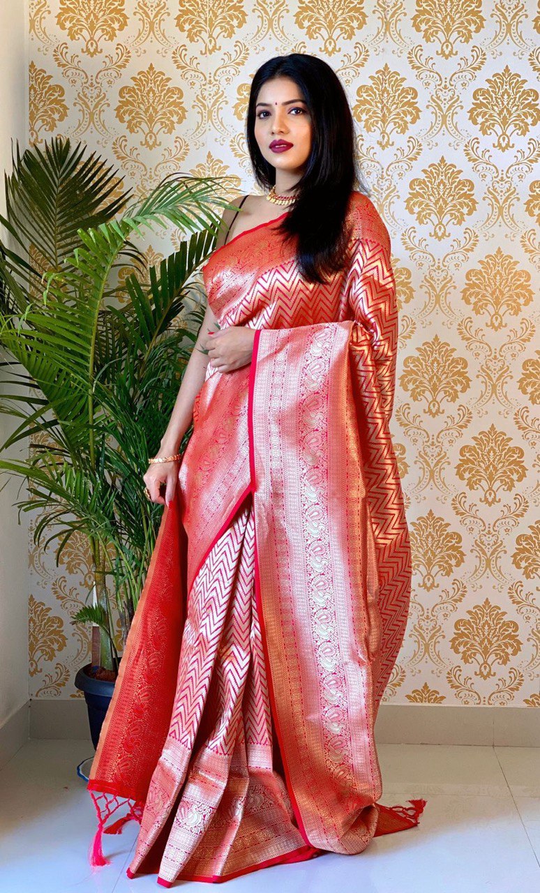 Heavy Zari Weaving Soft Silk Banarasi Jacquard by Icultuer