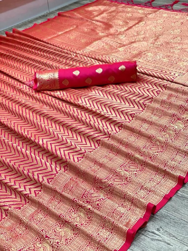 Heavy Zari Weaving Soft Silk Banarasi Jacquard by Icultuer