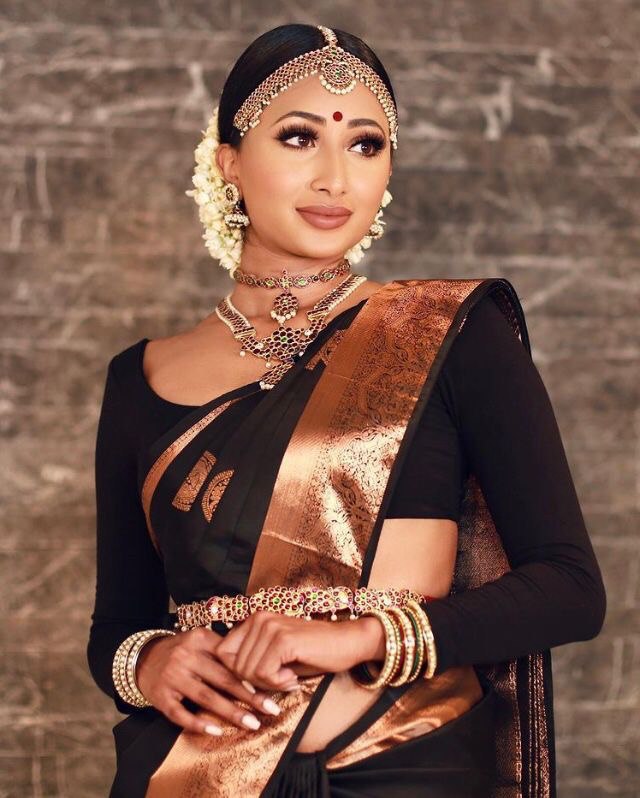 Black Handloom Weaving Banarasi Soft Silk Jacquard by Icultuer