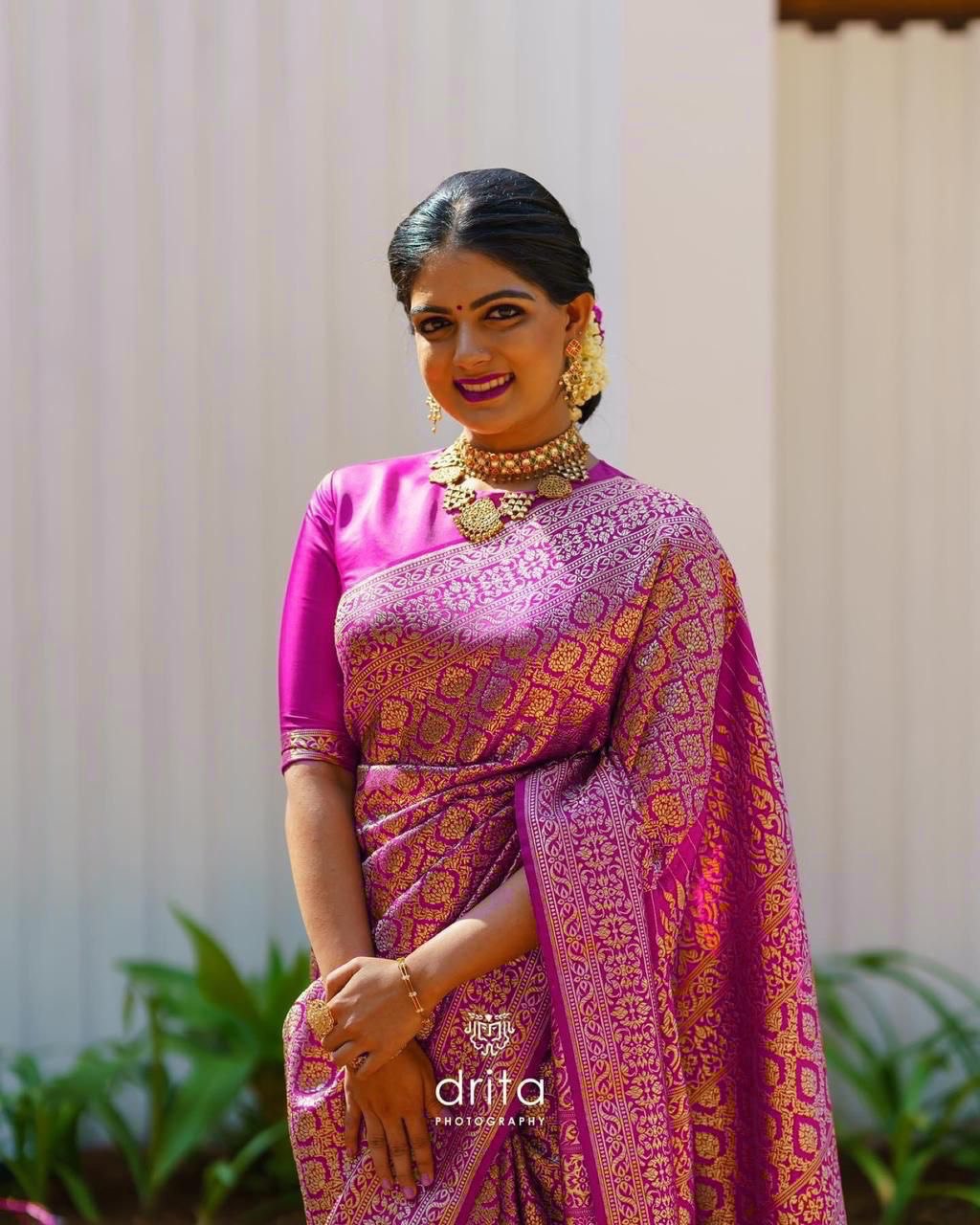 Pink Lichi Soft Silk Banarasi Jacquard by Icultuer