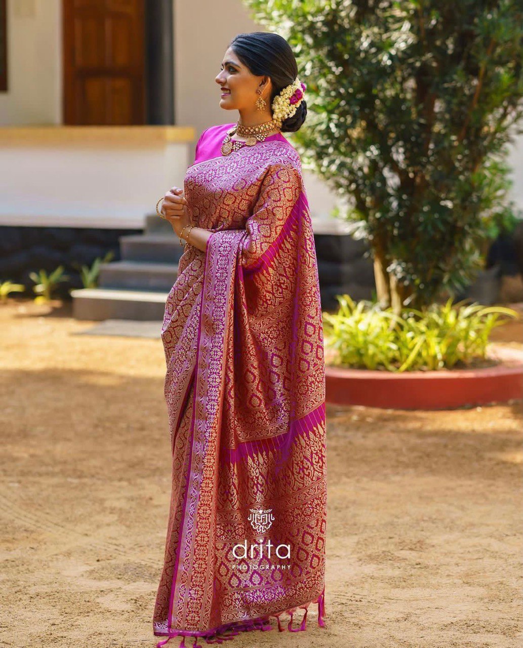 Pink Lichi Soft Silk Banarasi Jacquard by Icultuer