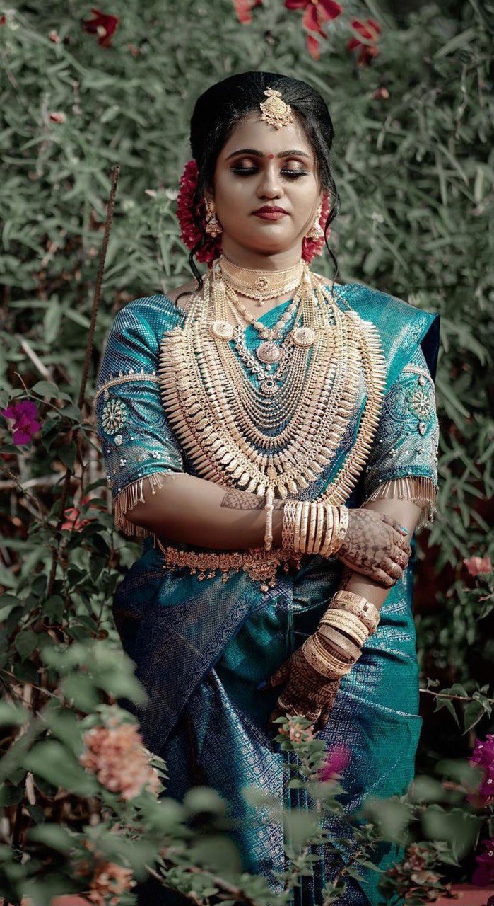 Lime Green And Blue Banarasi by Icultuer With Blouse .
