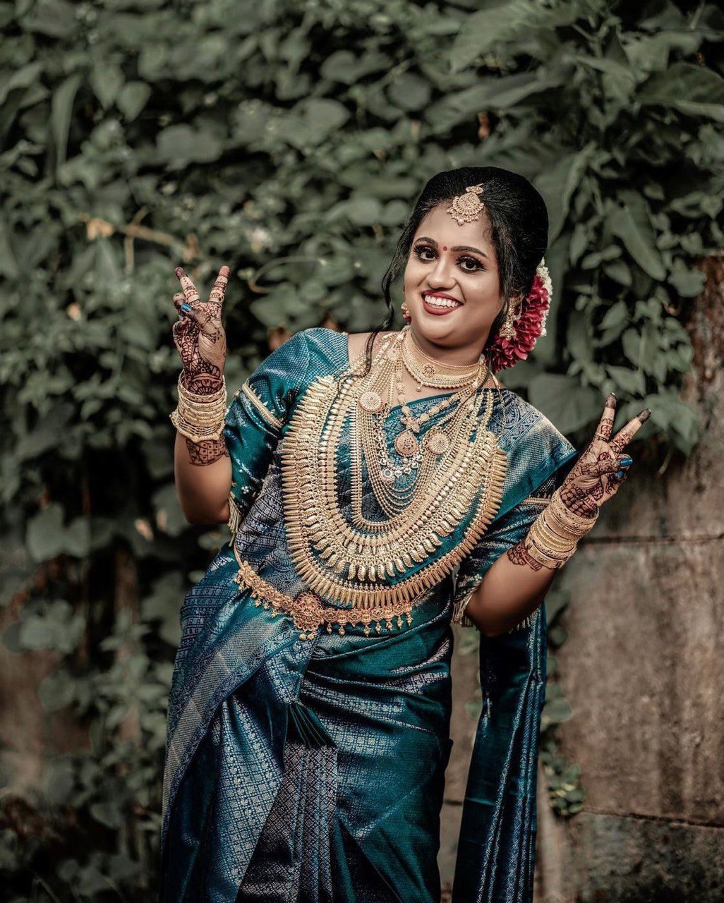 Lime Green And Blue Banarasi by Icultuer With Blouse .