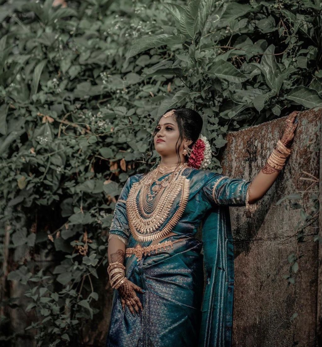 Lime Green And Blue Banarasi by Icultuer With Blouse .