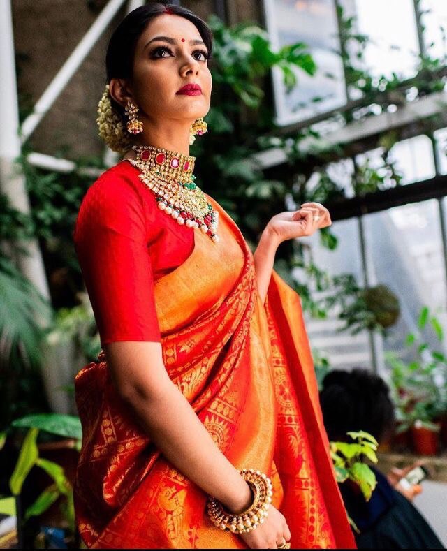 Red Peacock Design Soft Silk by Icultuer for Traditional Wear