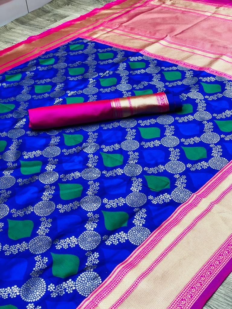 Party Wear Zari Weaving Kanjivaram Soft Silk Jacquard by Icultuer