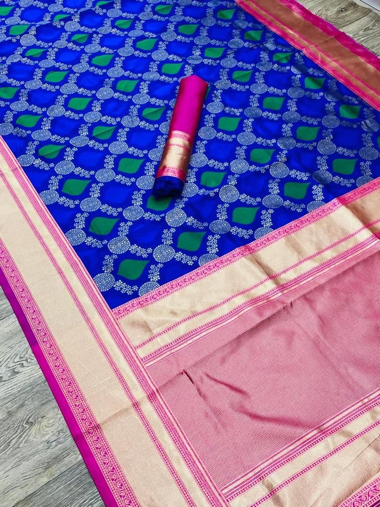 Party Wear Zari Weaving Kanjivaram Soft Silk Jacquard by Icultuer