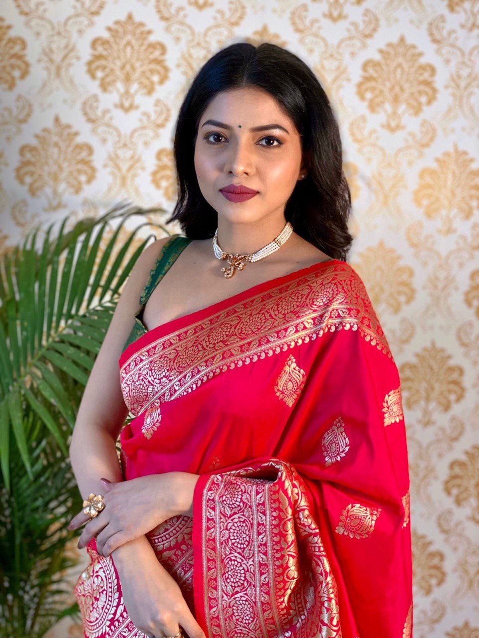 Zari Woven Kanjivaram Silk by Icultuer with Jacquard Work