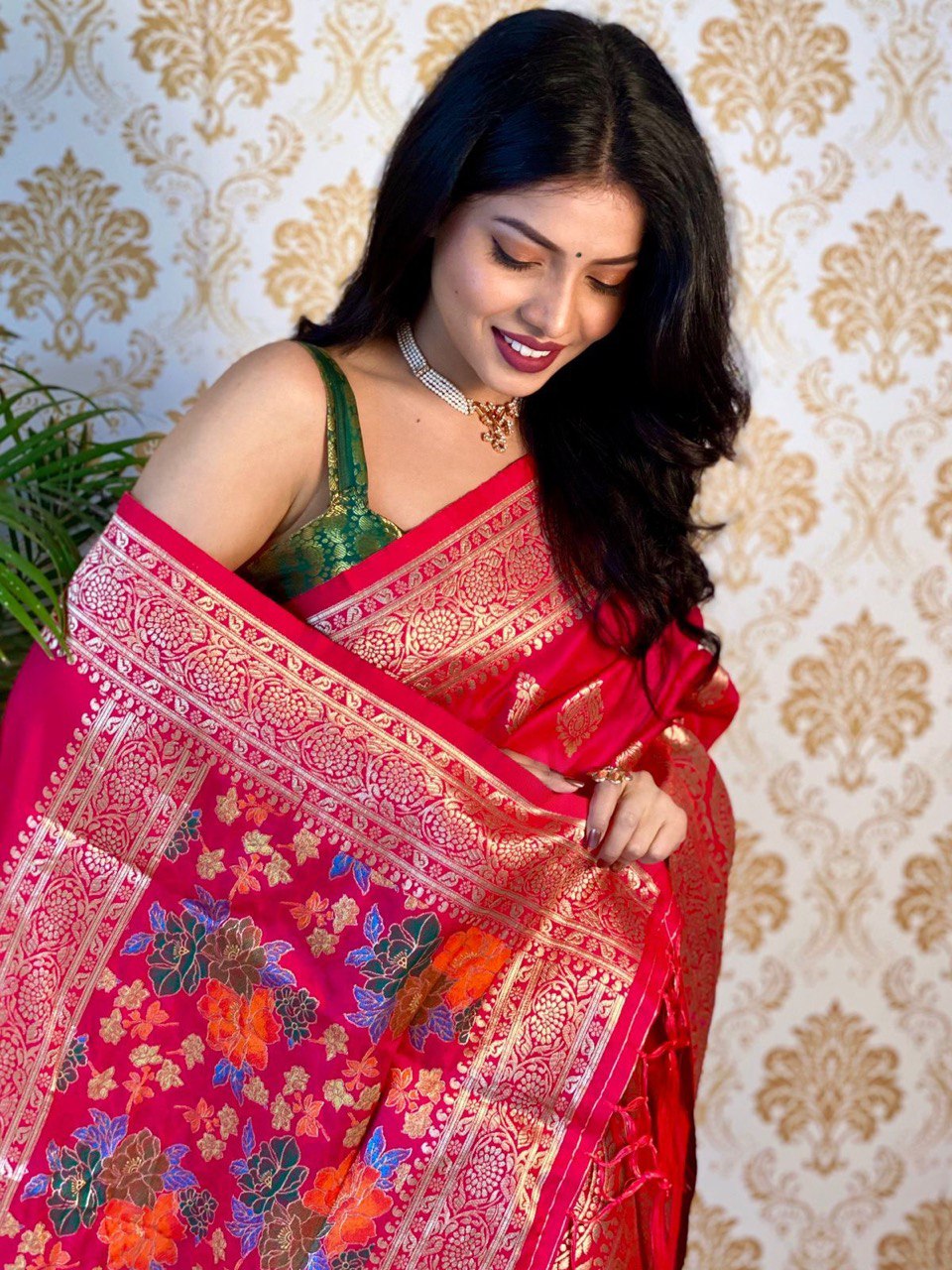 Zari Woven Kanjivaram Silk by Icultuer with Jacquard Work